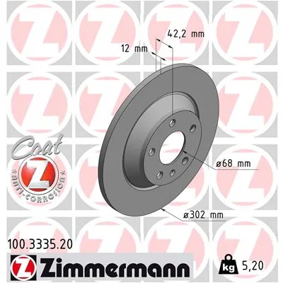 Гальмівний диск ZIMMERMANN 100.3335.20