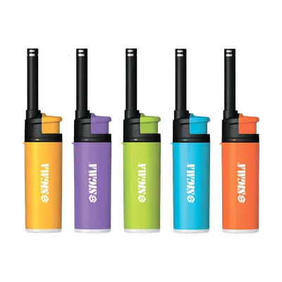 запальничка газова багаторазова з п'єзопідпалом 360° Ø8мм 136мм BBQ Mini Color дисплей-бокс