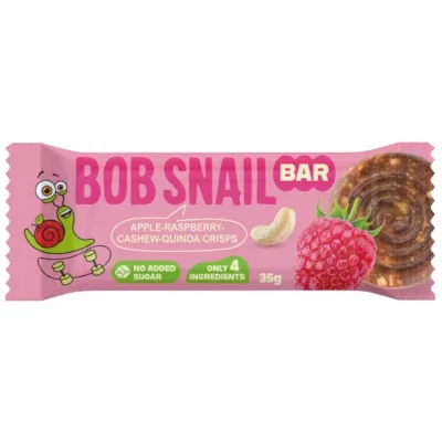 Батончик дитячий Bob Snail Яблуко, малина, кеш'ю та кріспи кіноа 35 г (1740726)