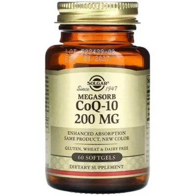 Вітамінно-мінеральний комплекс Solgar Коензим Q-10, 200 мг, Megasorb CoQ-10, 60 гелевих капсул (SOL-00968)