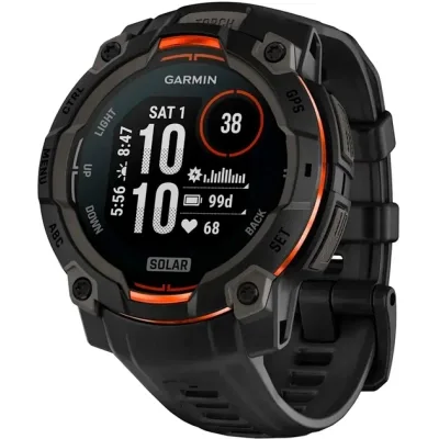 Смарт-годинник Garmin Instinct 3, 45mm, Solar, Black Bezel with Black Band, GPS (010-02934-00)