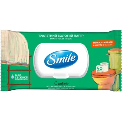 Туалетний папір Smile Classic Comfort Вологий 40 шт. (4823071668803)