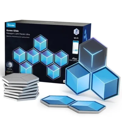 Світильник Govee H606A Glide Hexagon Light, 7шт, RGBIC WI-FI/Bluetooth, Meteor grey (H606AC81)