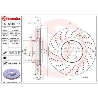 Гальмівний диск Brembo 09.A819.11