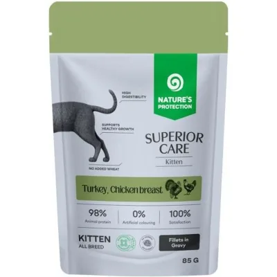 Вологий корм для кішок Nature's Protection Superior Care Kitten Grain Free with Turkey and Chicken Breast 85 г (NPSC47910)