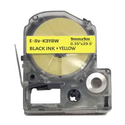 Стрічка для принтера етикеток UKRMARK E-Sv-K3YBW, 9мм х 9м, black on yellow, сумісна з LK-3YBW (900852)