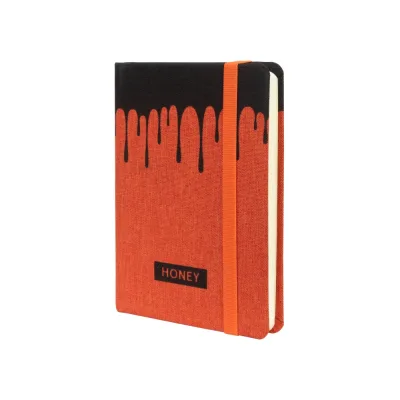 Книга записна Optima А6 HONEY тверда обкладинка текстиль, гумка, кремовий блок, лінія (O27192-03)