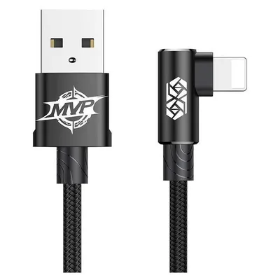 Дата кабель USB 2.0 AM to Lightning 2.0m 1.5A 90° corner black Baseus (CALMVP-A01)
