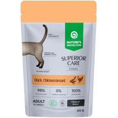Вологий корм для кішок Nature's Protection Superior Care Urinary Grain Free Adult Cats with Duck, Chicken Breast and Cranberries 85 г (NPSC47909)