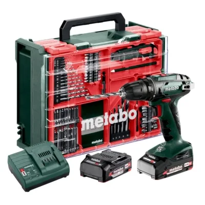 Шуруповерт Metabo BS 18 Set, 18V. 2х2Ah, 24·48Нм, 0-450·0-1600об/хв, 1.3кг (602207710)
