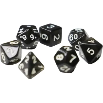 Набір кубиків для настільних ігор Games 7 Days Transparent 7 Dice Set - Black (g7dtran10)