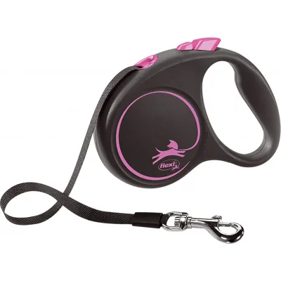 Повідець для собак Flexi Black Design S стрічка 5 м (рожевий) (4000498033913)