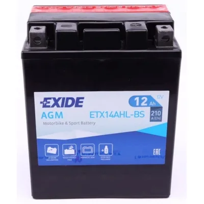 Акумулятор автомобільний EXIDE AGM 12Ah (+/-) (210EN) (ETX14AHL-BS)