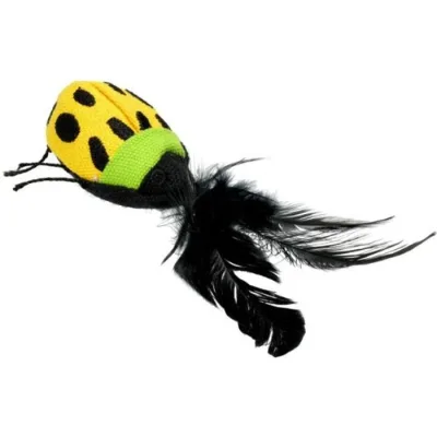 Іграшка для котів Hippie Pet Жук з чорним пір'ям 7.5 см (HIPCT2304039J)