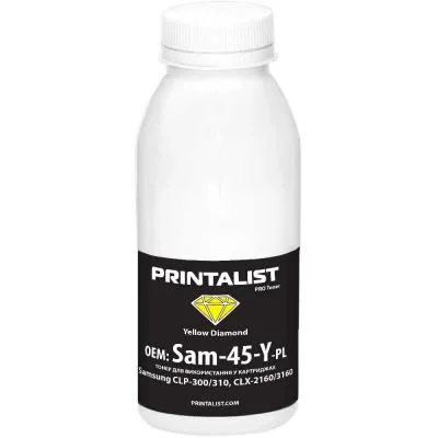Тонер SamsungCLP-300/310,CLX-2160/3160 45г Yellow Printalist (Sam-45-Y-PL)