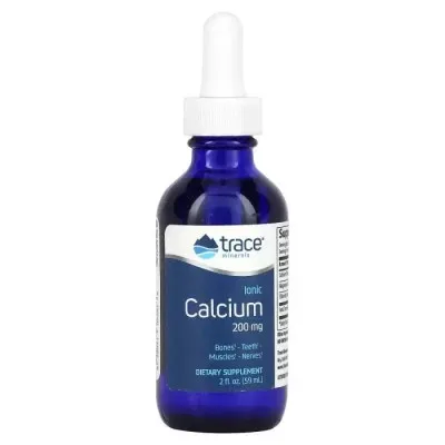 Мінерали Trace Minerals Кальцій іонний у краплях, 200 мг, Ionic Calcium, 59 мл (TMR-00357)