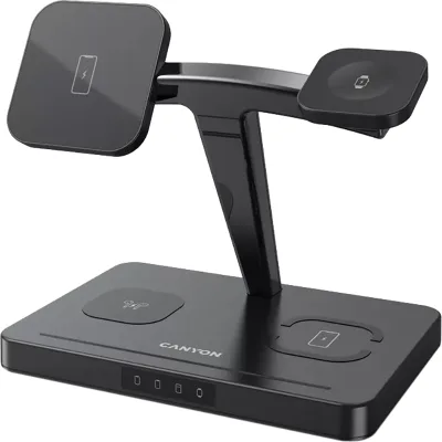 Зарядний пристрій Canyon wireless charger WS-404 15W 4in1 Black (CNS-WCS404)