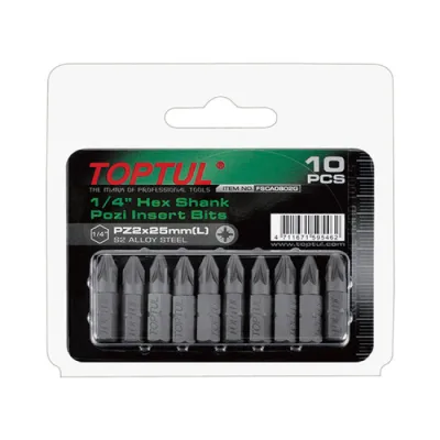 Набір біт Toptul 1/4" L25мм PZ2 10шт. (FSCA0802G)