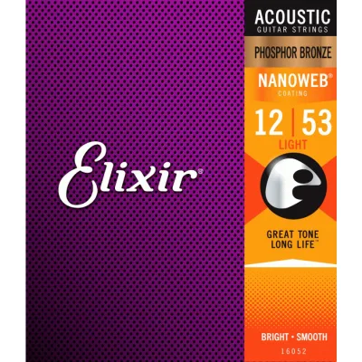 Струни для гітари Elixir 16052 Nanoweb Phosphor Bronze Acoustic Light (12-53) (240663)