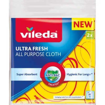 Серветки для прибирання Vileda Ultra Fresh Антибактеріальні Універсальні 2 шт. (4023103239593)