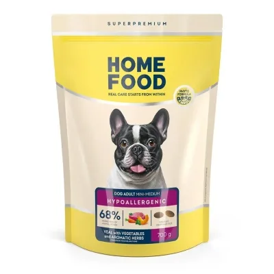 Сухий корм для собак Home Food ADULT MINI/MEDIUM Hypoallergenic з телятиною, овочами та духмяними травами 700 г (4820290090323)