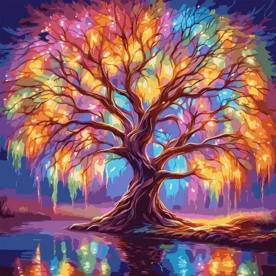 Картина по номерам Santi Казкове дерево, 40*40см, LED (955071)