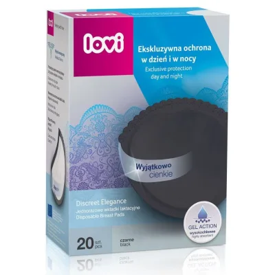 Вкладиш для бюстгальтера Lovi Discreet Elegance лактаційні прокладки 20 шт. чорні (19/611)