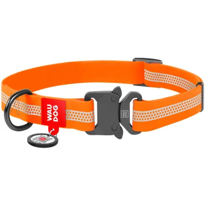 Нашийник для тварин WAUDOG Waterproof металева пряжка-фастекс M Ш 20 мм Д 28-40 см помаранчевий (26114)