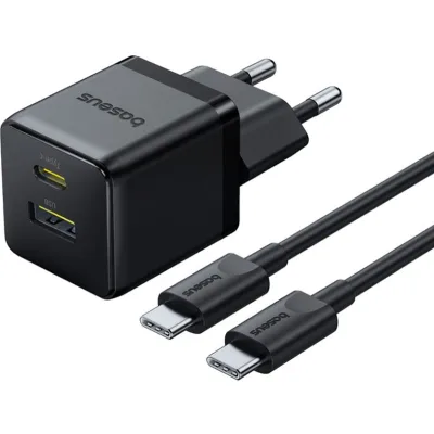 Зарядний пристрій Baseus 1xUSB-C 30W + 1xUSB + cable USB-C to USB-C 60W 1.0m (P1011160A113-01)