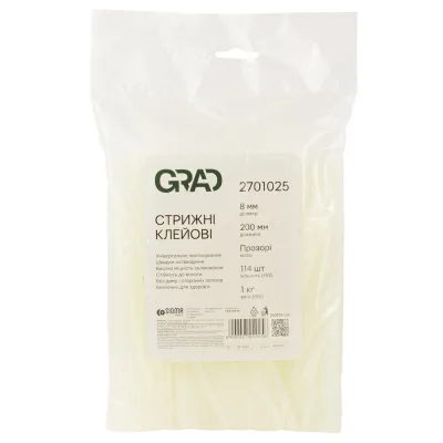 Клейові стержні Grad 8×200мм 1кг прозорі (2701025)