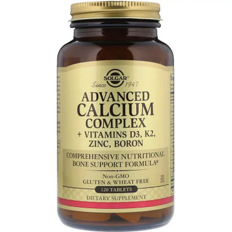 Вітамінно-мінеральний комплекс Solgar Кальцій + D3, K2, Цинк, Бор, Calcium Complex + Vitamins D3, K2, Zinc, Boron, 120 та (SOL-00028)