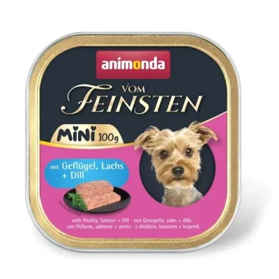 Консерви для собак Animonda Vom Feinsten Mini для малих порід з птицею, лососем + кріп 100 г (4017721823586)
