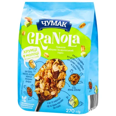 Гранола Чумак яблуко та волоський горіх 270 г (4823096008264)