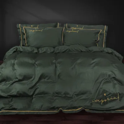 Постільна білизна MirSon Сатин Imperial Satin Emerald 220х240 King Size (2200008576233)