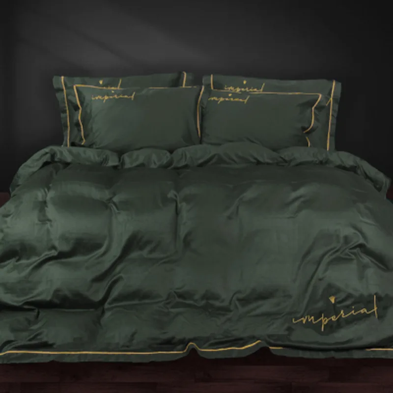 Постільна білизна MirSon Сатин Imperial Satin Emerald 220х240 King Size (2200008576233)