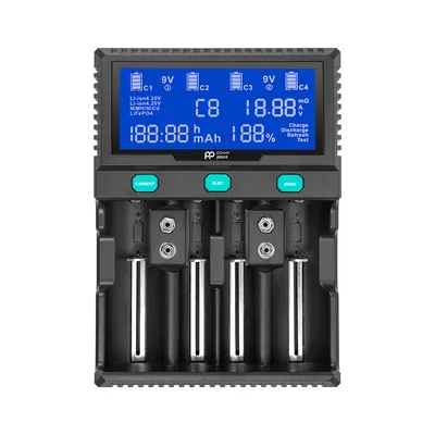 Зарядний пристрій для акумуляторів PowerPlant PP-A4 (Ni-MH,Cd,Li-ion,LiFePO4 / input AC 100V-240V DC 12V) (AA620173)