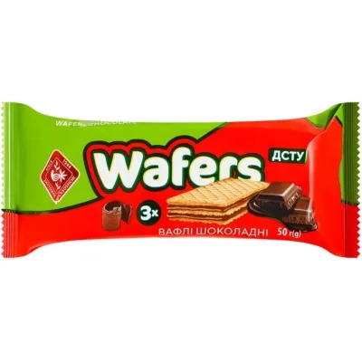 Вафлі Житомирські ласощі з начинкою Wafers шоколадні 50 г (4823103009529)
