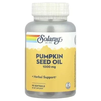 Вітамінно-мінеральний комплекс Solaray Олія насіння гарбуза, 1000 мг, Pumpkin Seed Oil, 90 гелевих капсул (SOR-10727)