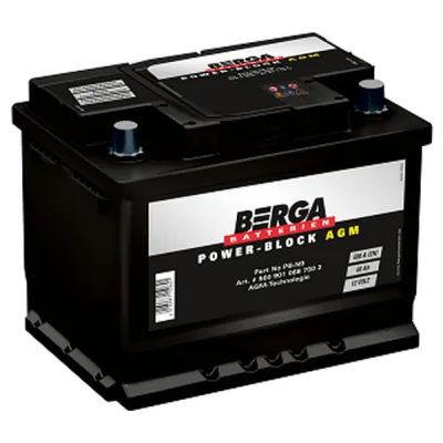Акумулятор автомобільний Berga Power Block AGM 60Ah Ев (-/+) (680EN) (5609010687502)