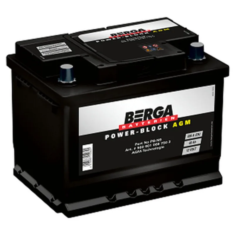 Акумулятор автомобільний Berga Power Block AGM 60Ah Ев (-/+) (680EN) (5609010687502)