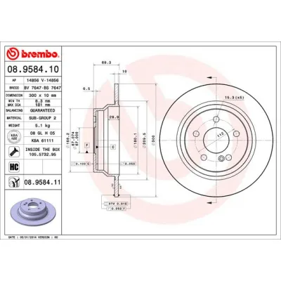 Гальмівний диск Brembo 08.9584.11