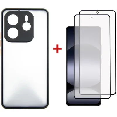 Чохол до мобільного телефона Dengos Kit Xiaomi Redmi Note 14 5G Matte + 2 pcs glass (Black) (DG-CTG2P-01)