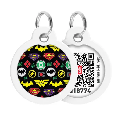 Адресник для тварин WAUDOG Smart ID з QR паспортом "Супергерої логоманія" коло 30 мм (230-1014)