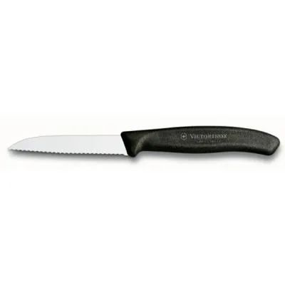 Кухонний ніж Victorinox SwissClassic для овощей 8см, волнистое лезвие, черный (6.7433)