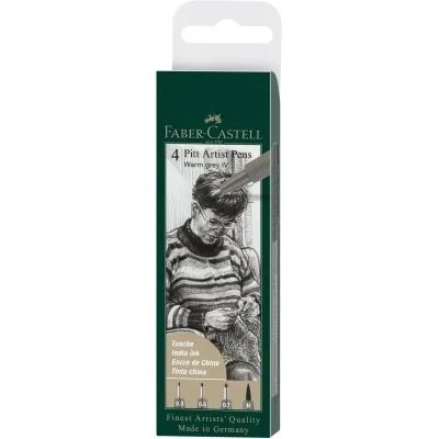 Лайнер Faber-Castell набір ручок капілярних PITT ARTIST PEN 4 штуки (S, F, M, B) колір теплий сірий IV (32102)