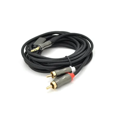 Кабель мультимедійний 3.5mm M to 2xRCA M 1.5m Stereo black VEGGIEG (YT-AR2-1.5V-A601)