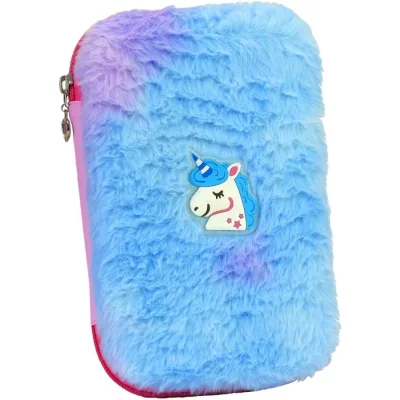 Пенал Cool For School 1 відділення з плюшем та аплікацією Блакитний (CF6514-blue)