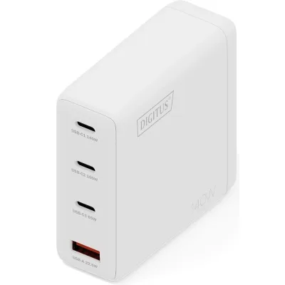 Зарядний пристрій Digitus 3xUSB-C + 1xUSB PD140W GaN white (DA-10305)