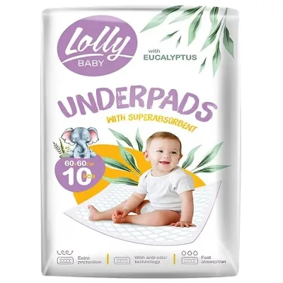 Пелюшки для малюків Lolly 60*60 см 10 шт (4820174981808)