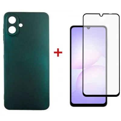 Чохол до мобільного телефона Dengos Soft Kit for Samsung Galaxy A07 case + glass Green (DG-KM-166)
